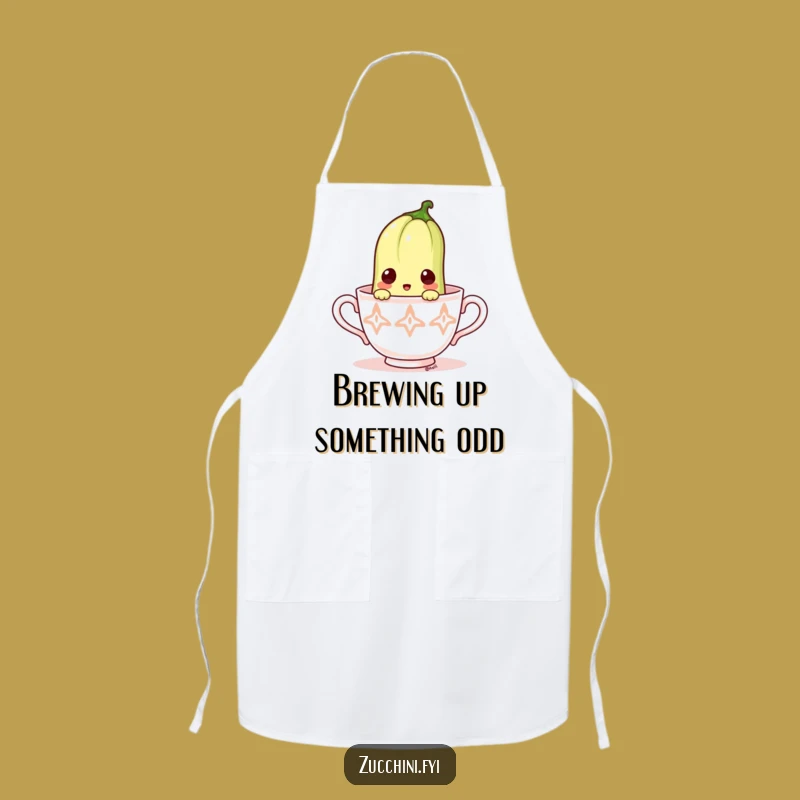 Funny Surprised Zucchini Teacup Apron - Cook with a Dash of Surprise!