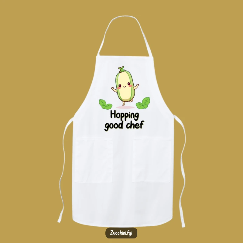 Funny Kawaii Zucchini Hop Apron - Joyful Veggie Chef's Wear for Happy Cooking