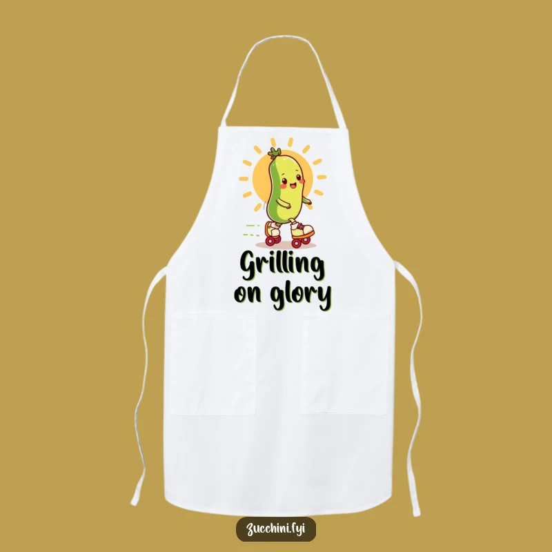 Funny Roller Skating Zucchini Apron - Speedy Kitchen Veggie Gift