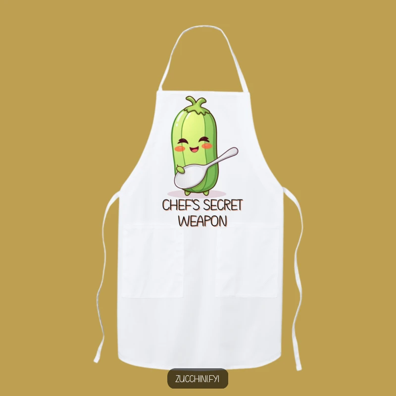 Funny Winking Zucchini Apron - Chef's Spoon, Kitchen Fun, Perfect Gift