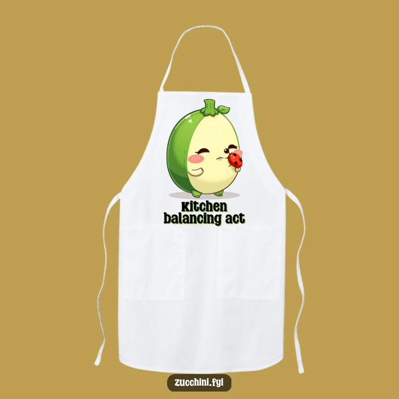Funny Zucchini Ladybug Balance Apron: Determined Veggie Humor for Cooking