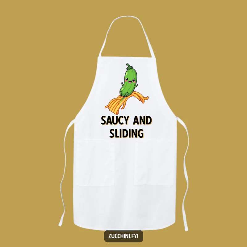 Funny Pasta Rainbow Zucchini Apron - Whimsical Kitchen Accessory