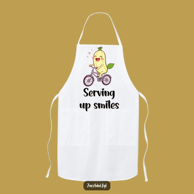Funny Zucchini Bike Apron: Kawaii Veggie for Joyful Cooks