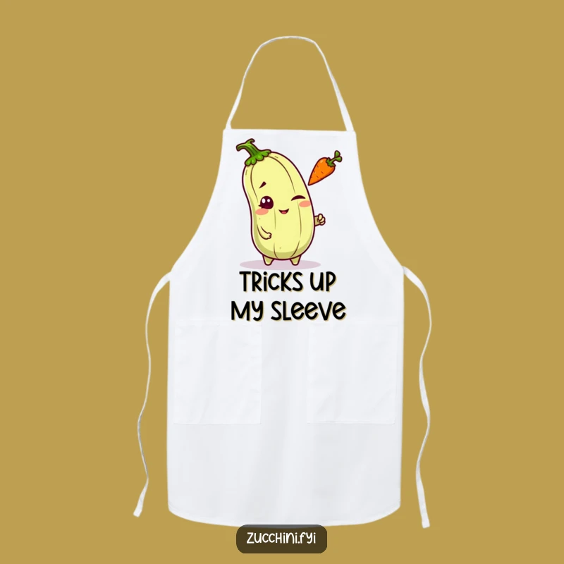 Funny Kawaii Zucchini Wink Apron - Mischievous Veggie Chef's Wear for Playful Cooking