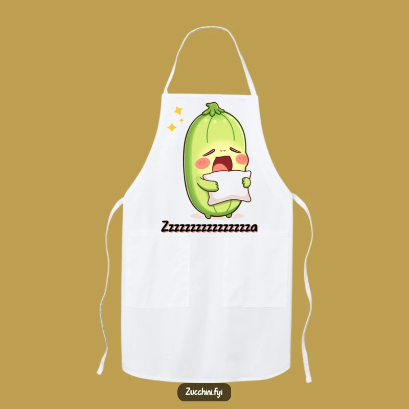 Funny Sleepy Zucchini Apron - Hilarious Veggie Chef for Lazy Cooking