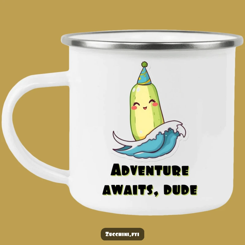 Funny Winking Zucchini Party Wave Camping Mug: Your Hilarious Outdoor Companion!
