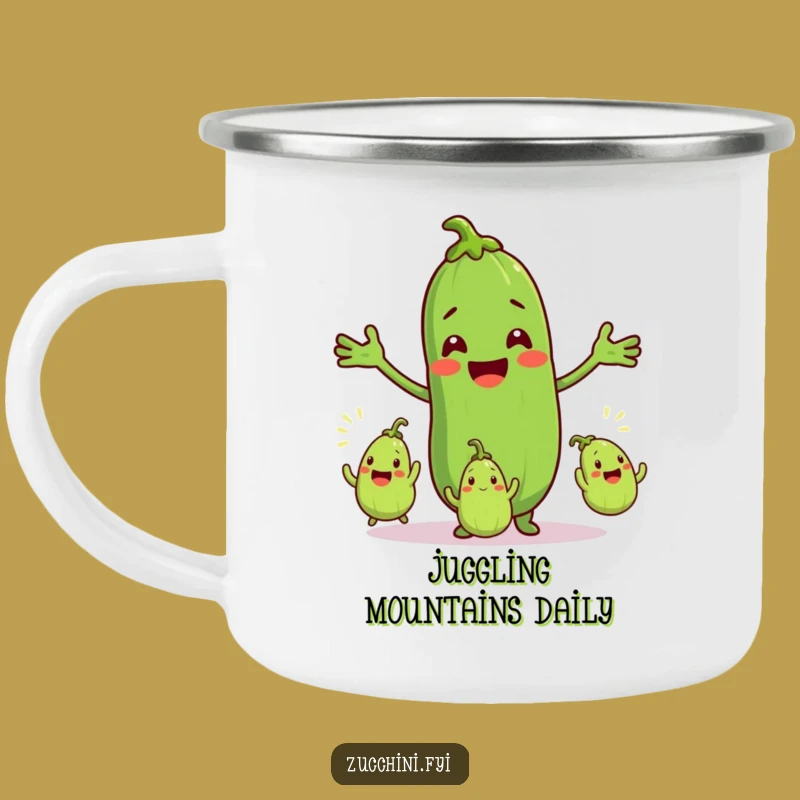 Adventure Funny Zucchini Juggler Camping Mug: Campfire Laughs Guaranteed