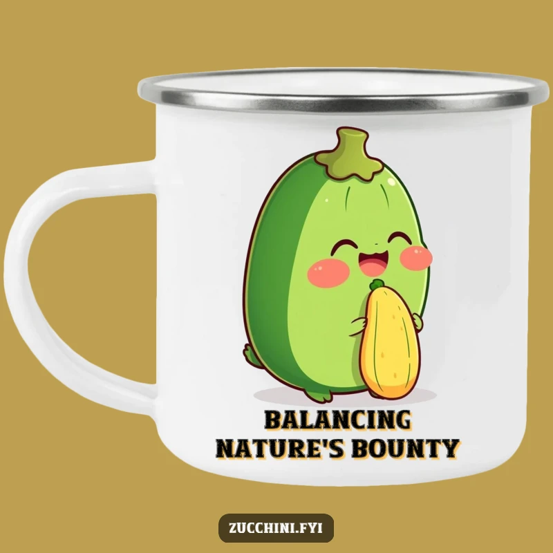 Funny Zucchini Balancing Act Camping Mug: Adventure with this Hilarious Juggler