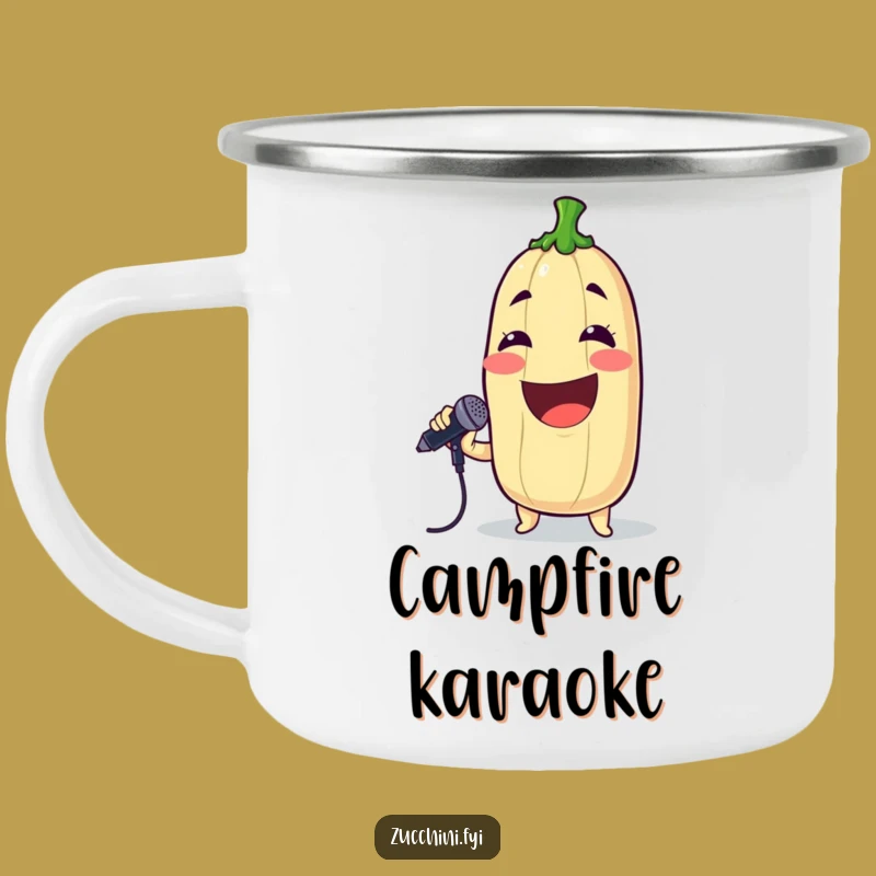 Funny Singing Zucchini Camping Mug: Rockstar Veggie Drinkware, Perfect Outdoor & Humorous Gift