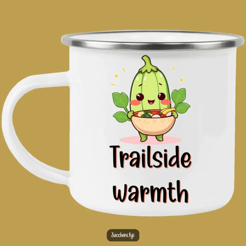Funny Cheerful Zucchini Camping Mug: Warm Drinks and Good Times Around the Fire