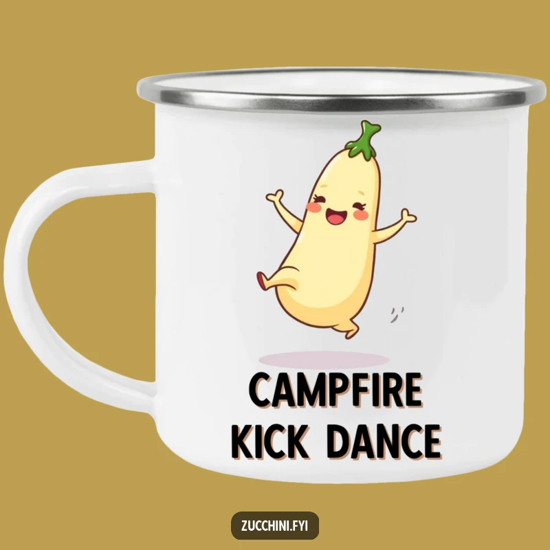 Funny Dancing Zucchini Camping Mug: High Kick Metal Mug, Perfect Funny Gift