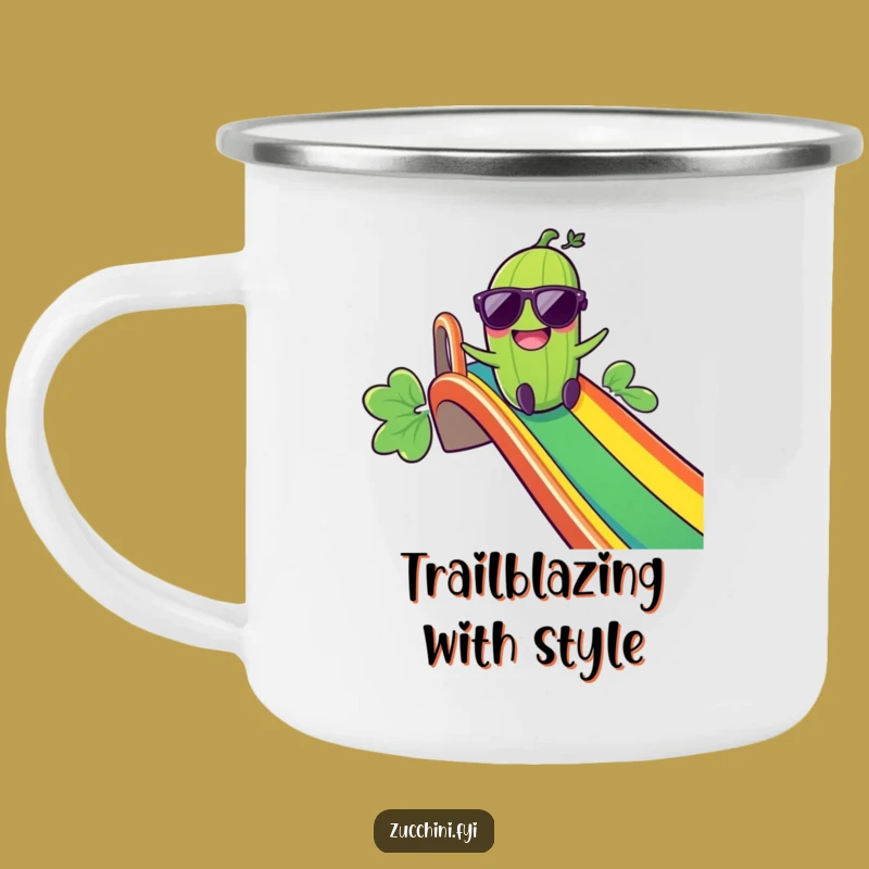 Funny Giggling Zucchini Rainbow Slide Camping Mug: Your Joyful Outdoor Companion!