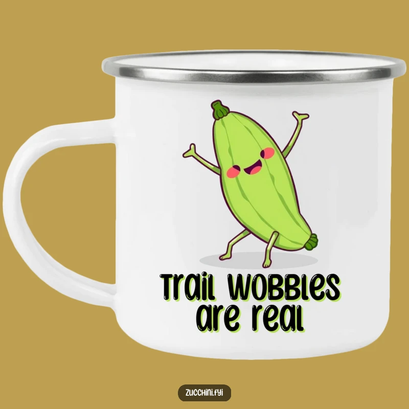 Funny Kawaii Zucchini Cartwheel Camping Mug - Hilarious Wobbly Veggie Cup for Outdoor Laughs