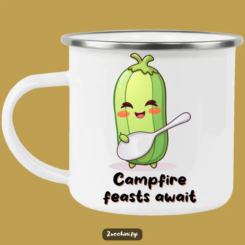 Funny Winking Zucchini Camping Mug - Giant Spoon Adventure, Outdoor Cooking, Gift