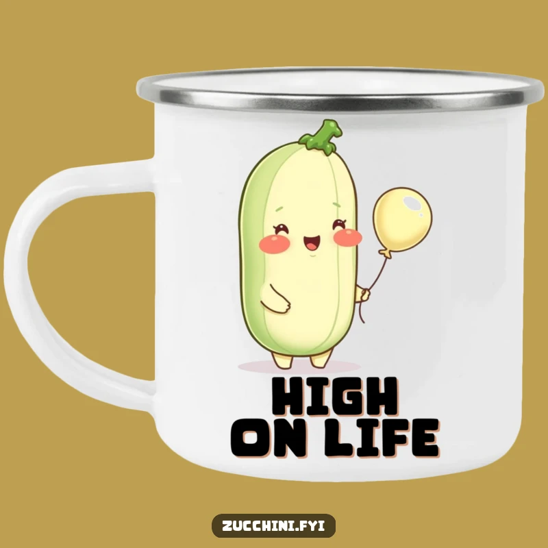 Funny Zucchini Balloon Camping Mug: Adventure Fuelled by Cheerful Veggie Vibes