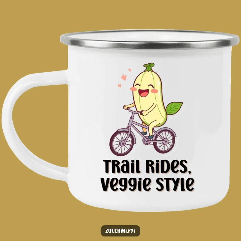 Funny Zucchini Bike Camping Mug: Kawaii Veggie's Joyful Ride