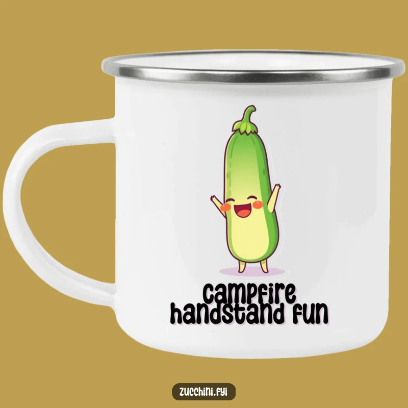 Funny Zucchini Camping Mug: Handstand Sips for Adventure