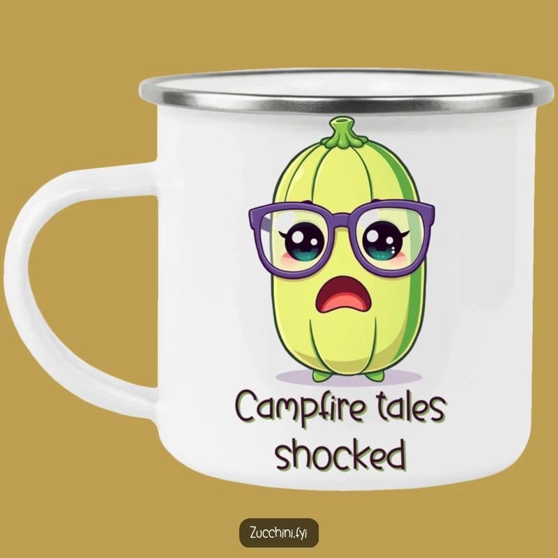 Funny Zucchini Camping Mug: Shocked Veggie with Silly Glasses, Outdoor Gift