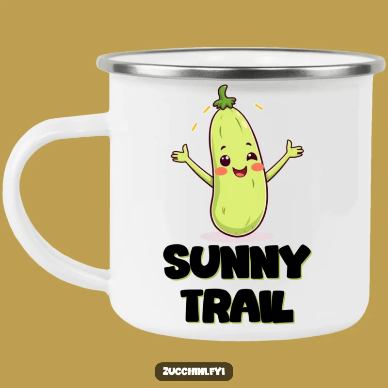 Funny Zucchini Sunbeam Camping Mug: Happy Veggie Drinkware, Perfect Outdoor & Humorous Gift