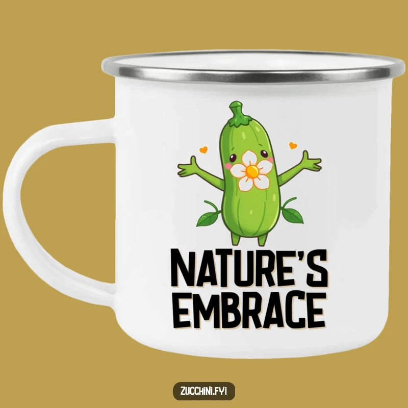 Funny Zucchini Flower Hug Camping Mug: Nature's Embrace - Great Gift