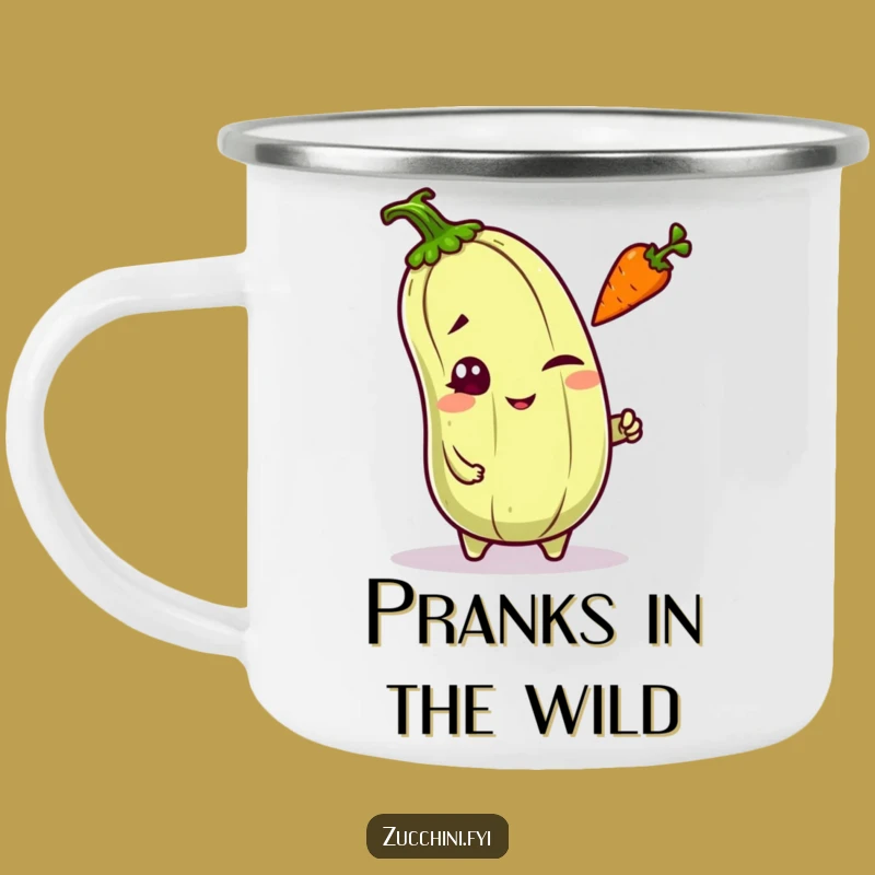 Funny Kawaii Zucchini Wink Camping Mug - Mischievous Veggie Cup for Playful Outdoor Adventures