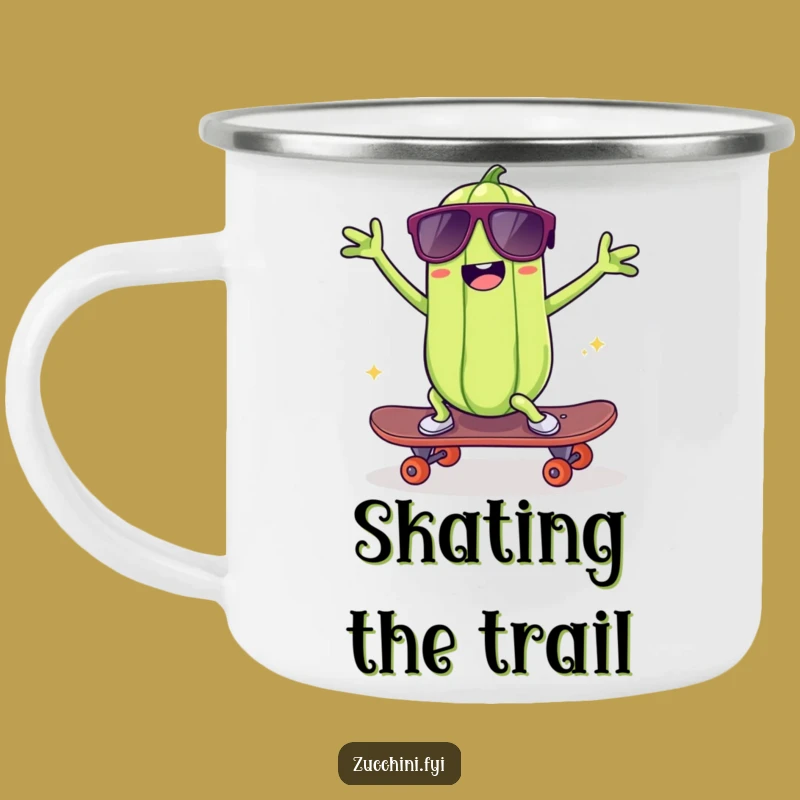 Funny Skater Zucchini Camping Mug: Durable & Cool Veggie Gift