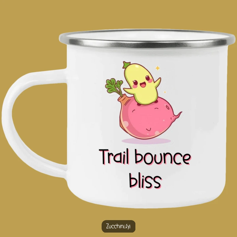 Funny Giddy Zucchini Camping Mug: Bouncing Energy for Your Outdoor Beverages