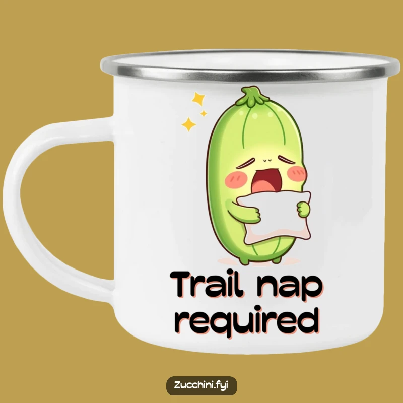 Funny Sleepy Zucchini Camping Mug - Durable Veggie Tumbler for Tired Campers