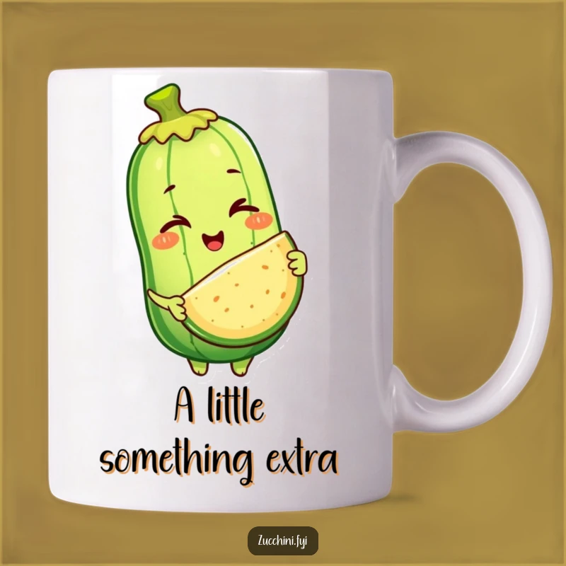 Funny Zucchini Generous Mug: Winking Veggie Offers Slice, Quirky Gift Idea