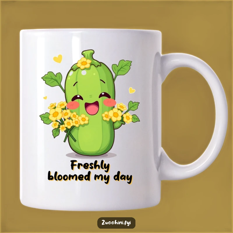 Funny Zucchini Flower Pose Mug: A Hilarious Gift for Gardeners and Veggie Fans