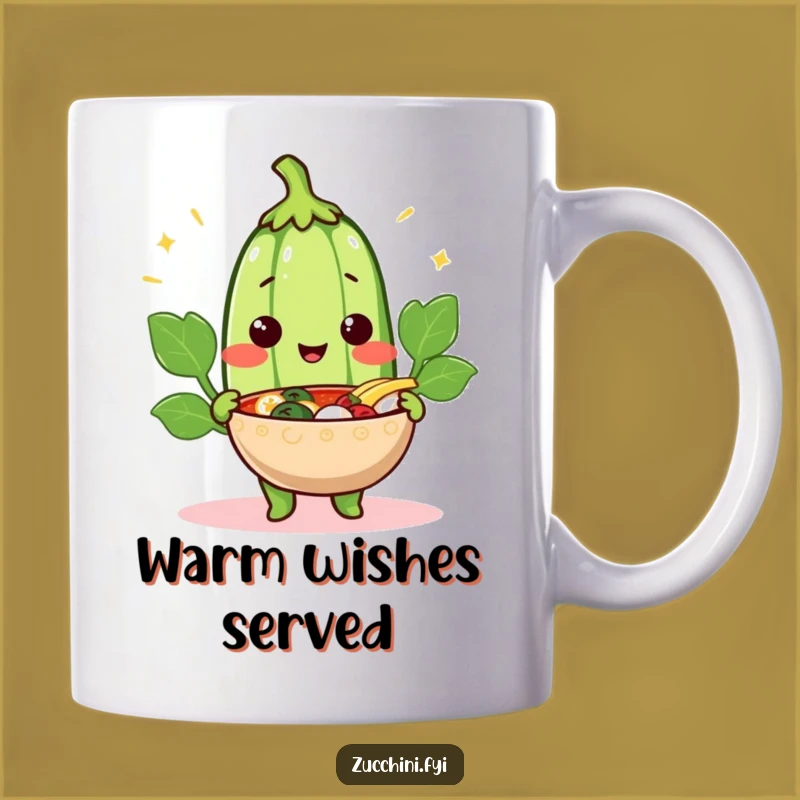 Funny Cheerful Zucchini Mug: A Warm Welcome Gift for Comfort Food Lovers