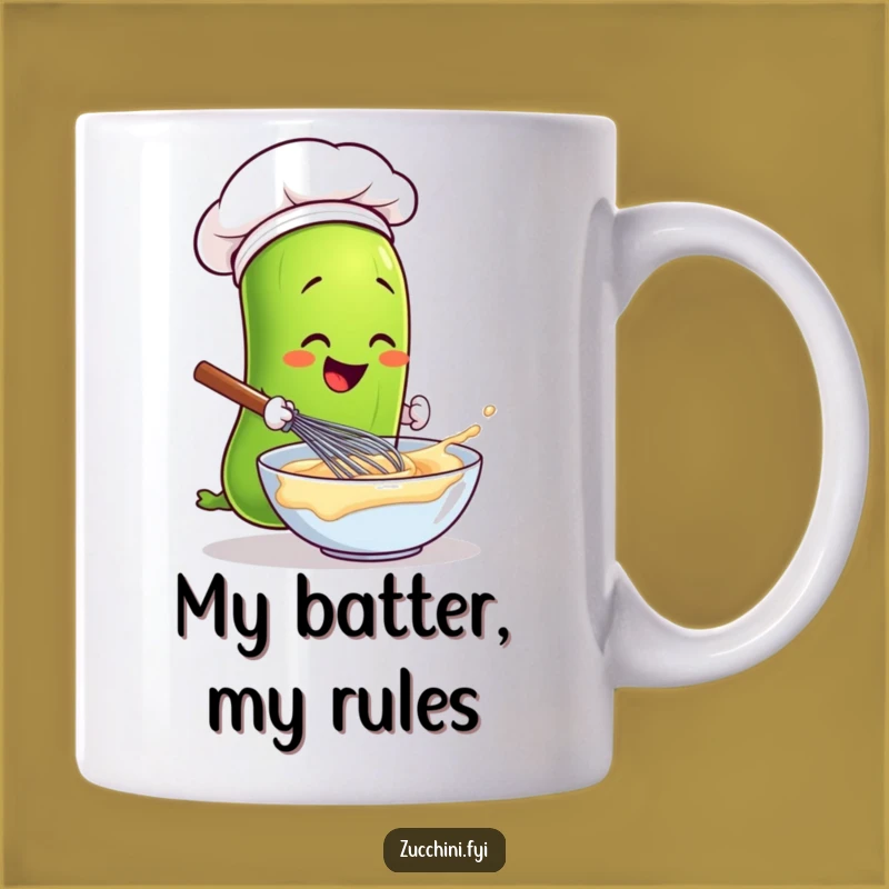 Funny Chef Zucchini Whisking Batter Mug - Perfect Humorous Kitchen Gift