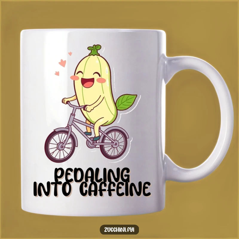 Funny Zucchini Bike Mug: Laughing Kawaii Veggie for Joyful Sips