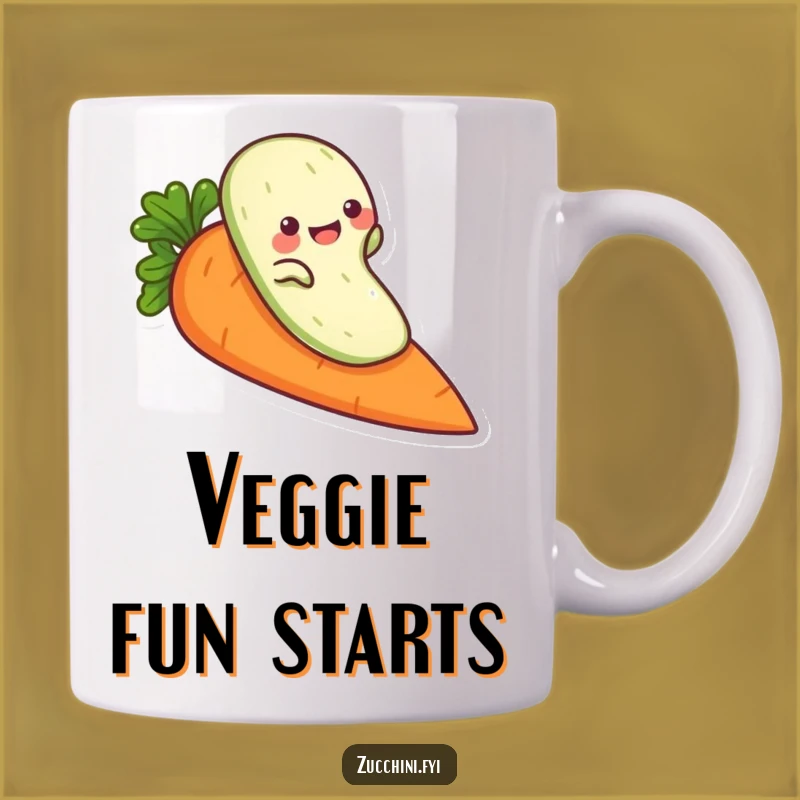 Funny Zucchini Carrot Slide Mug: Playful Vegetable Humor Gift for Fun