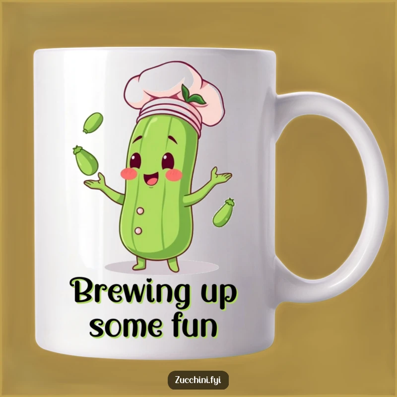 Funny Zucchini Chef Mug - Hilarious Juggling Vegetable Character Gift