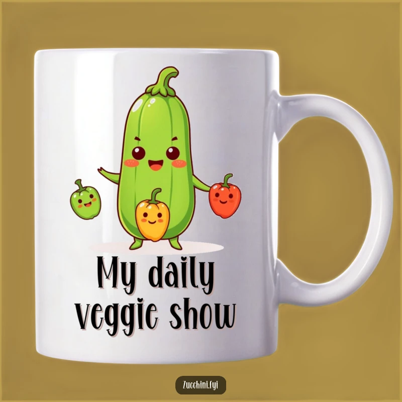 Funny Zucchini Mug: Beaming Juggler Veggie, Perfect Humorous Gift for Gardeners