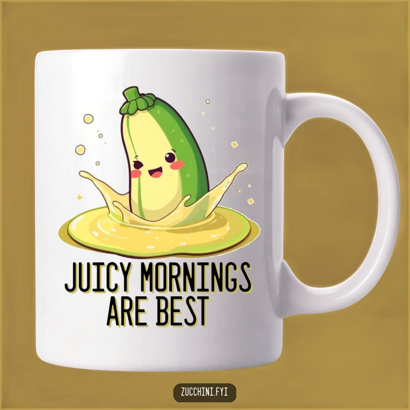 Funny Happy Zucchini Splashing Sparkle Juice Mug - Joyful Veggie Gift Idea