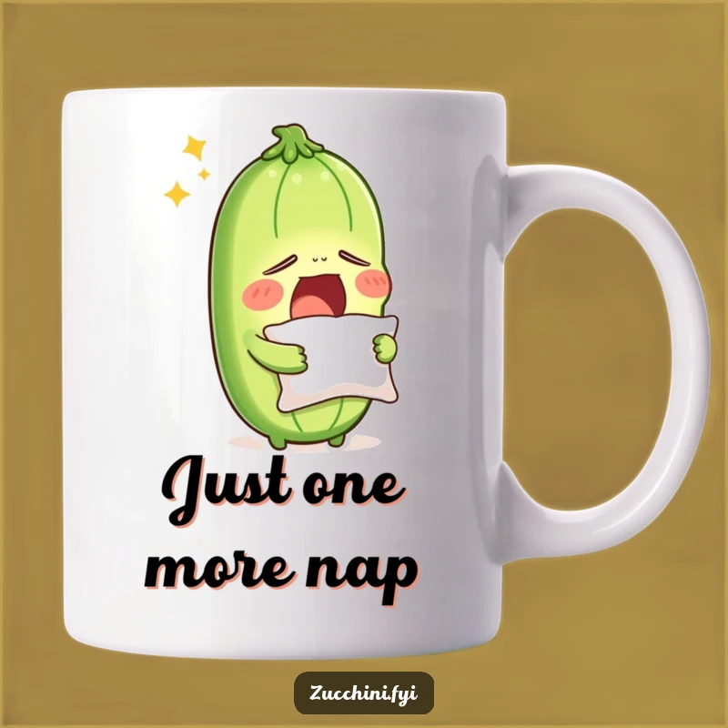 Funny Sleepy Zucchini Yawning Mug - Adorable Veggie Pillow Hugger Gift