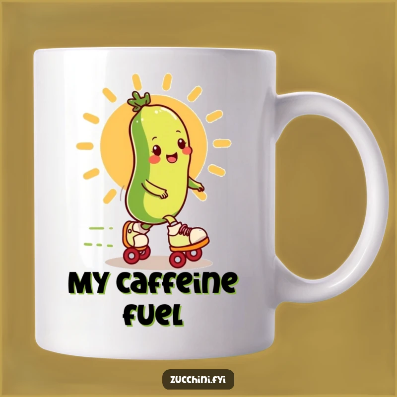 Funny Roller Skating Zucchini Mug - Hilarious Speeding Veggie Gift