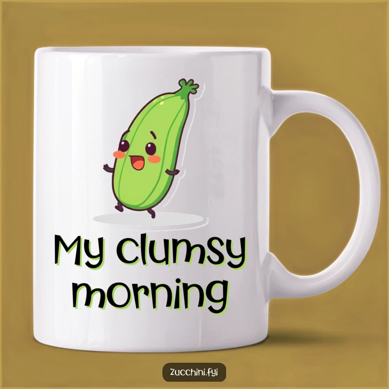Funny Tripping Zucchini Mug: Wobbly Character Coffee Cup, Perfect Clumsy & Humorous Gift