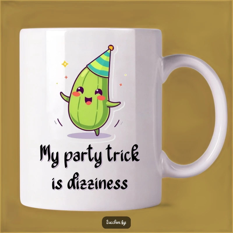 Funny Zany Zucchini Party Hat Spinning Mug - Hilarious Vegetable Gift Idea
