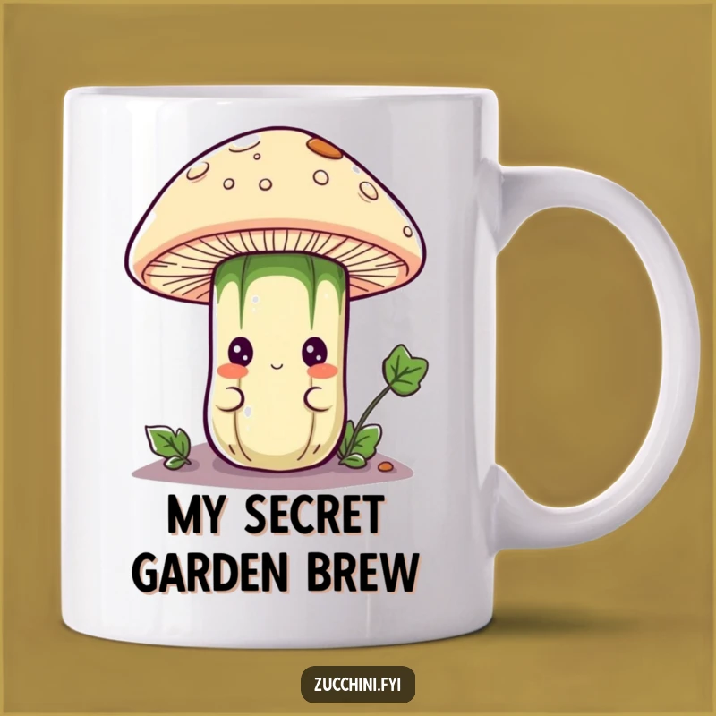 Funny Zucchini Hideaway Mug: Curious Veggie Peeking from Mushroom, Unique Gift
