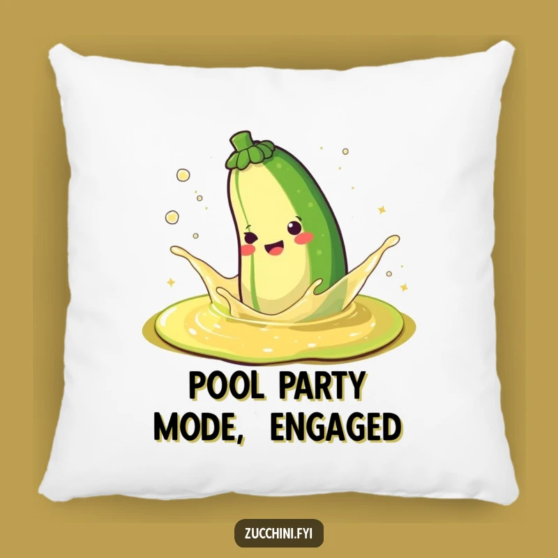 Funny Happy Zucchini Splashing Sparkle Juice Pillow - Comfy & Cheerful Decor