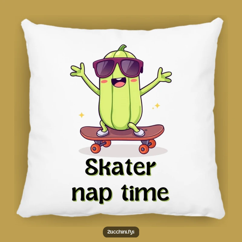 Funny Skater Zucchini Pillow: Cozy & Cool Veggie Cushion