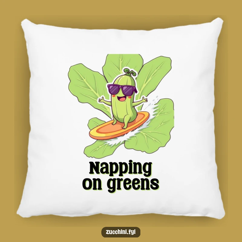 Funny Surfing Zucchini Pillow - Cozy Cool Veggie Cushion