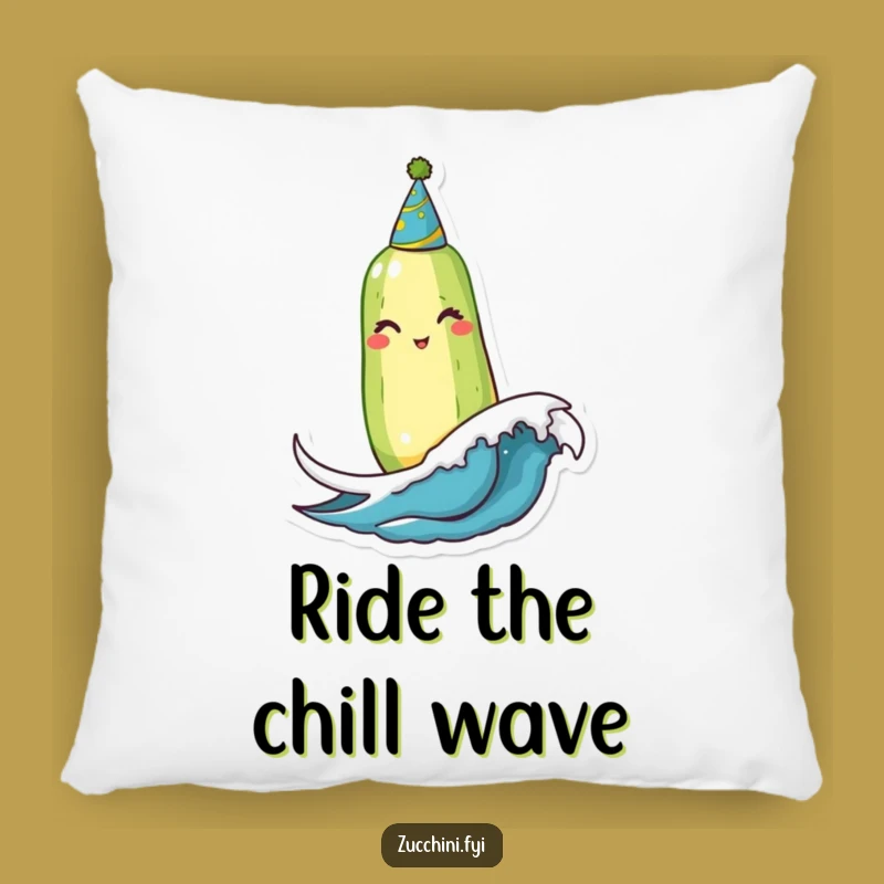 Funny Winking Zucchini Party Wave Pillow: Cuddle Up with This Hilarious Comfort!