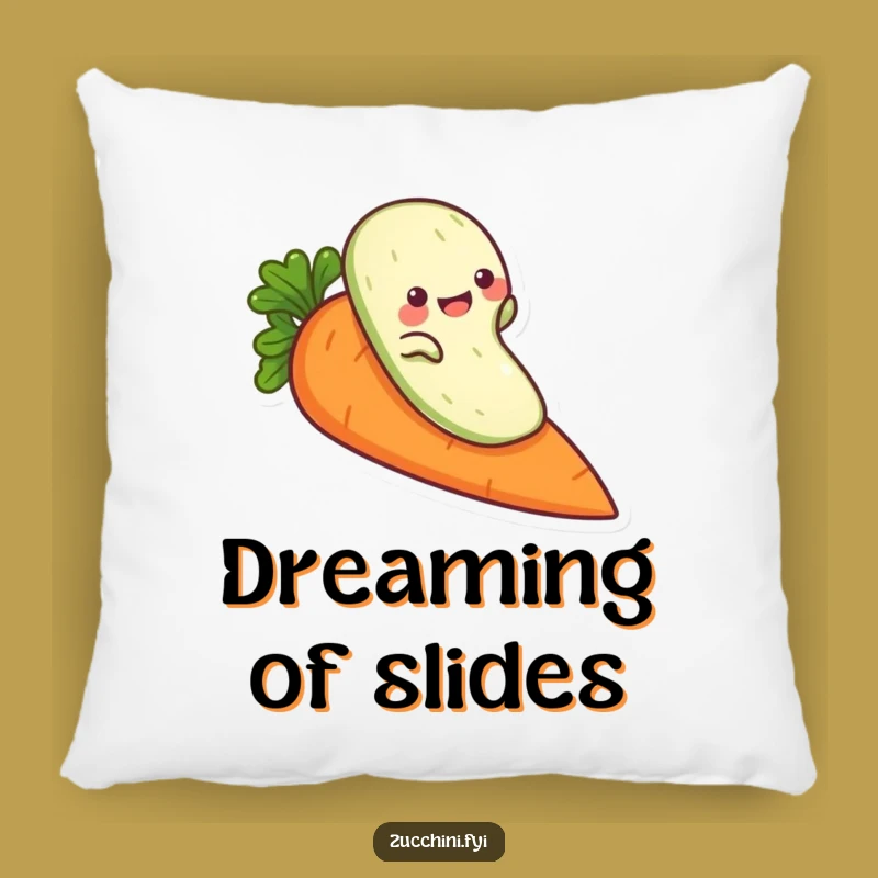 Funny Zucchini Carrot Slide Pillow: Cozy Playful Veggie Comfort for Fun