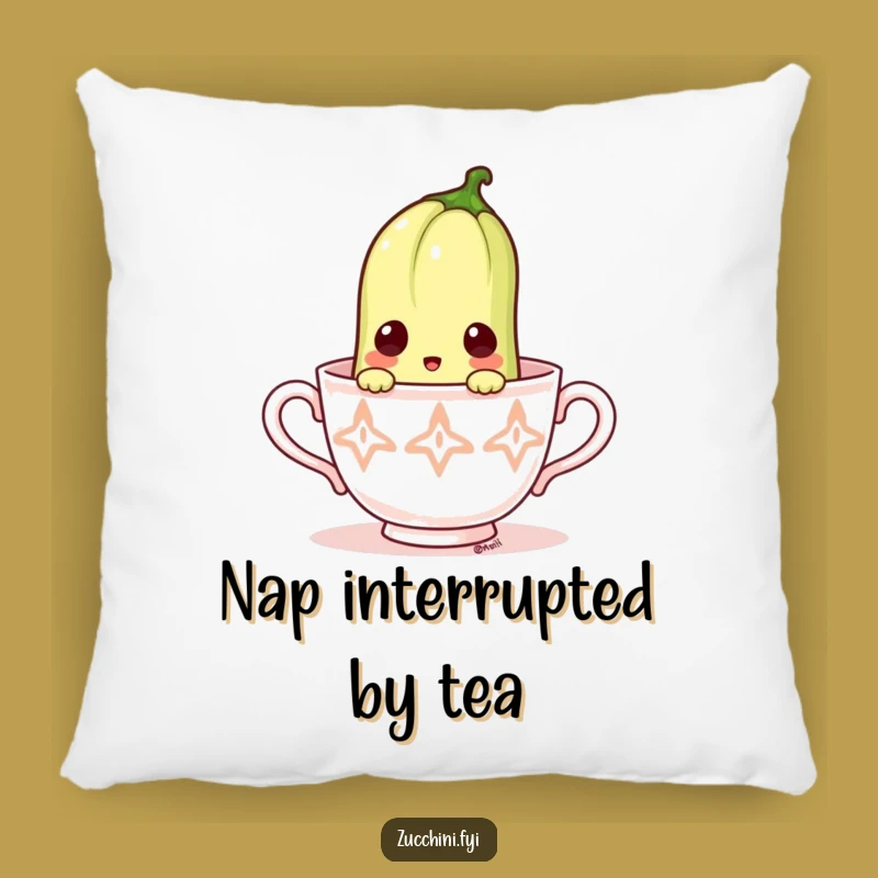 Funny Surprised Zucchini Teacup Pillow - Cushion Your World with Humor!