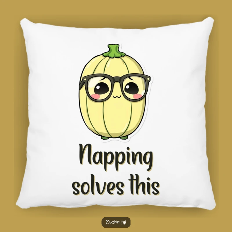 Funny Bewildered Zucchini Pillow: Cozy Specs Cushion, Whimsical Gift!