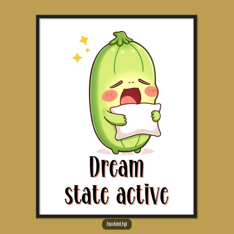 Funny Sleepy Zucchini Digital Print - Instant Veggie Art for Your Home